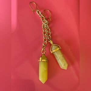 Yellow jade dangle earrings